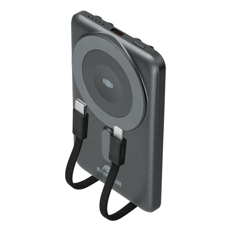 Rivacase VA2607 banque d'alimentation électrique Lithium Polymère (LiPo) 5000 mAh Recharge sans fil Noir, Gris