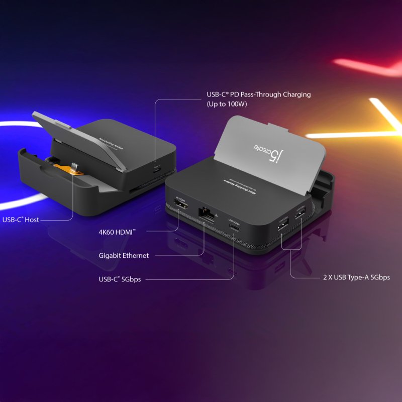 j5create JCD624-N mobile device dock station Mobile computer Black, Grey