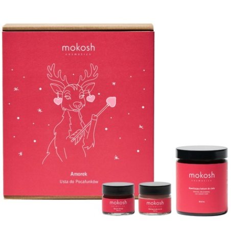 Mokosh Amorek Lips For Kisses Set Lip Balm 15ml Lip Scrub 15ml Moisturizing Body Balm 180ml