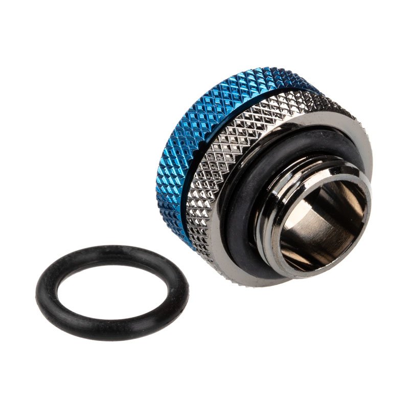 Bitspower Multi-Link Adapter Anschluss gerade G1/4 Zoll AG auf 12mm AD Hardtube - schwarz glänzend/blau