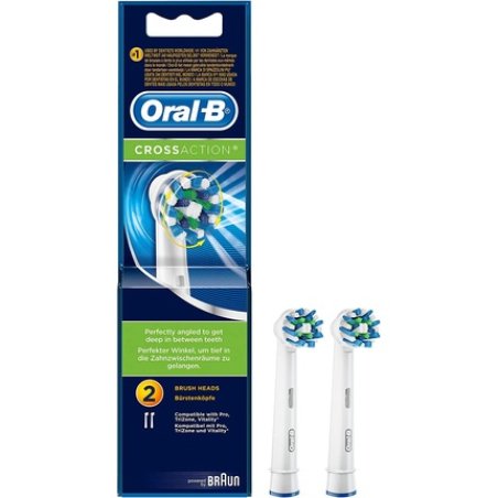 Oral-B CrossAction Toothbrush Heads Pack of 2 Replacement Refills for Electric Rechargeable Toothbrush