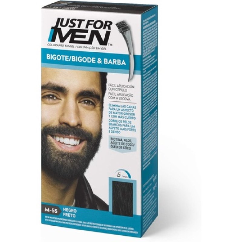 Just For Men Beard and Moustache Color Gel for Men - Removes Gray Hair