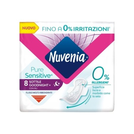 Nuvenia Puresensitive Goodnight Thin With Wings X 8 Feminine Hygiene Product