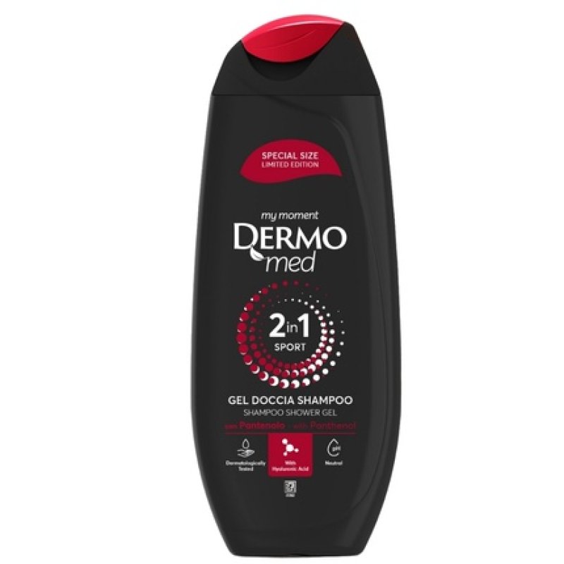 Dermomed Shower Gel Shampoo 2 In 1 250 Ml Sport With Panthenol