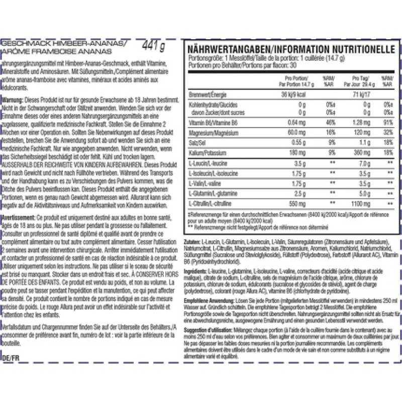 XTEND Original Raspberry Pineapple BCAA Powder with Electrolytes 7g BCAA - 30 Servings