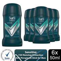 Sure Men Antiperspirant Deodorant Stick Sensitive 72h Nonstop Protection 50ml