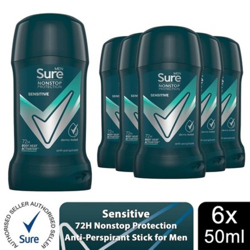 Sure Men Antiperspirant Deodorant Stick Sensitive 72h Nonstop Protection 50ml