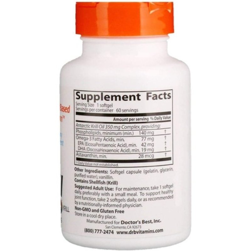 Real Krill, 350 Mg, 60 Softgel Capsules - Doctor's Best