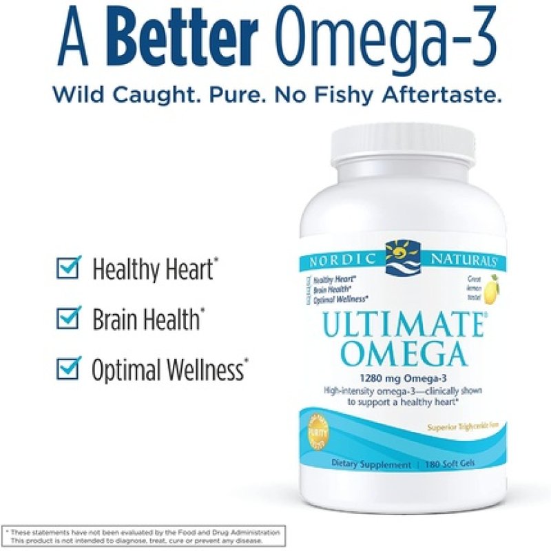 Nordic Naturals Ultimate Omega Lemon Flavor Softgels 1280mg 180 Count