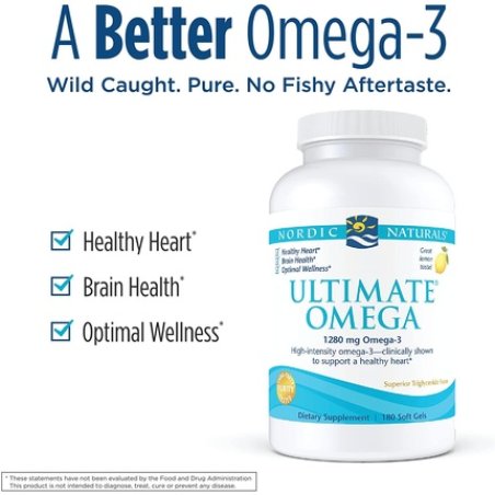 Nordic Naturals Ultimate Omega Lemon Flavor Softgels 1280mg 180 Count