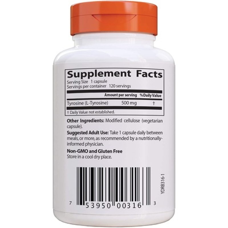 Doctor's Best L-Tyrosine Amino Acid for Healthy Brain and Glandular Function 120 VC