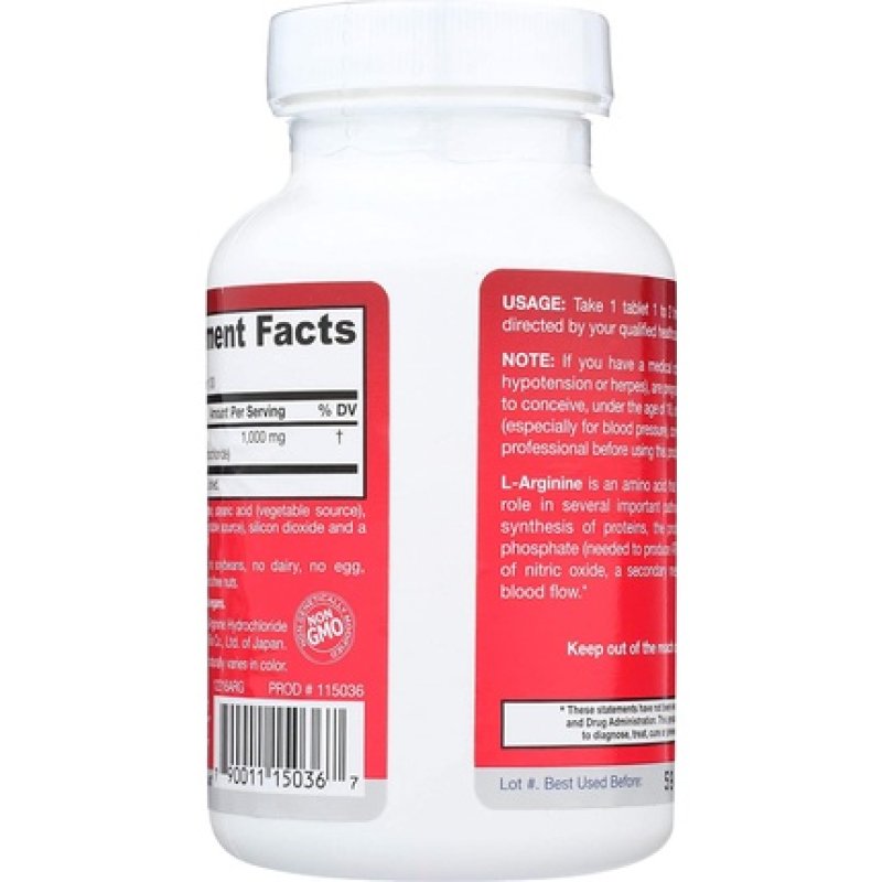 Jarrow Formulas Arginine, 1000mg - 100 Tabs