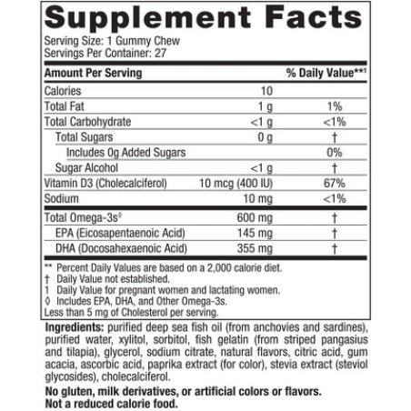 Nordic Naturals Zero Sugar DHA Prenatal Vitamin Gummies Strawberry Orange