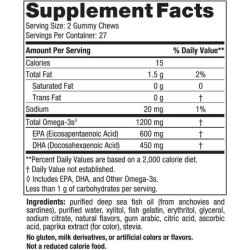 Nordic Naturals Zero Sugar Ultimate Omega Gummy Chews Tropical Fruit 54 Count