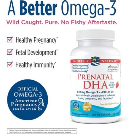 Nordic Naturals Prenatal DHA Strawberry 90 Capsules 830mg