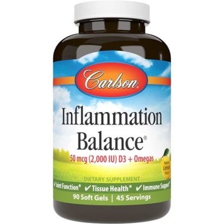 Carlson Inflammation Balance Omega-3 & Omega-6 with D3 Norwegian Fish Oil Supplement 90 Softgels