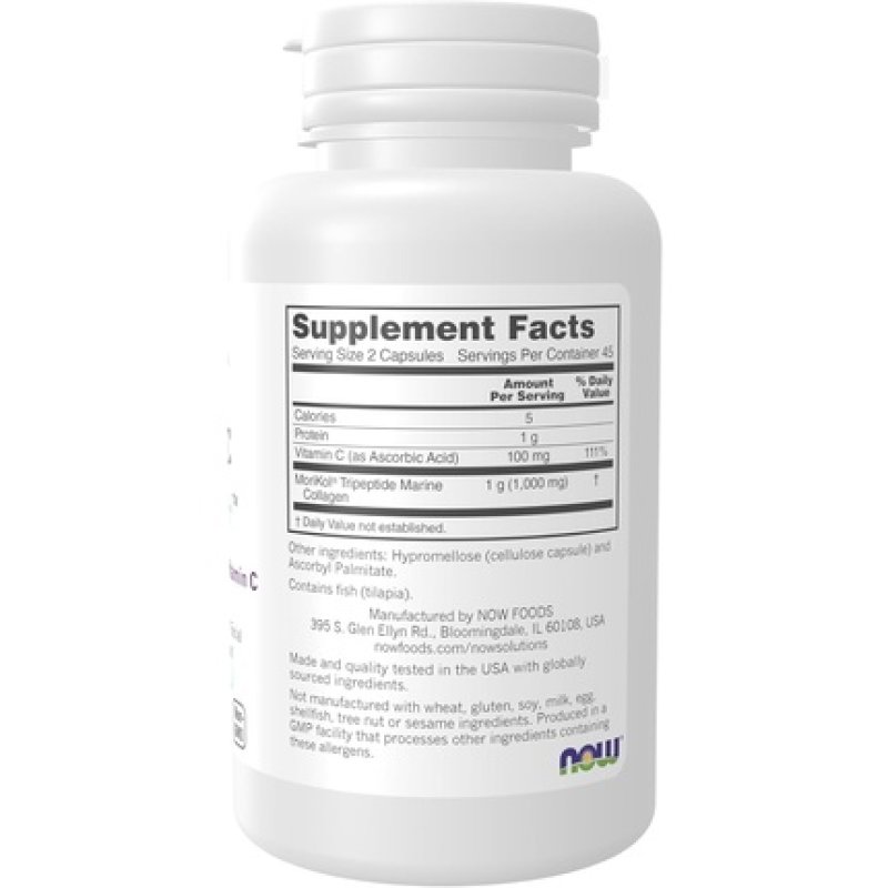 Now Foods Solutions Aquatic Beauty Capsules with Marine Collagen and Vitamin C