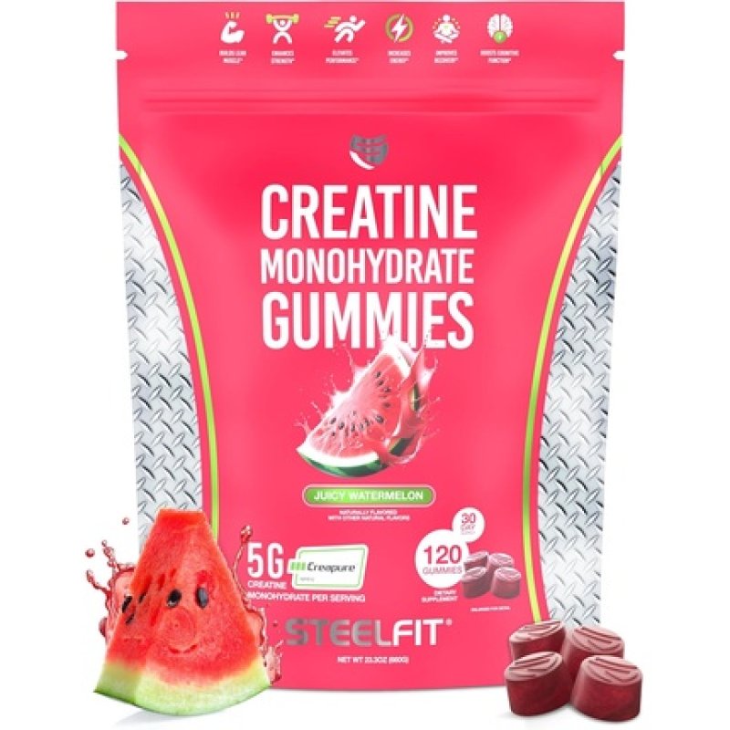 Steelfit Creapure Creatine Monohydrate Gummies for Men & Women Juicy Watermelon