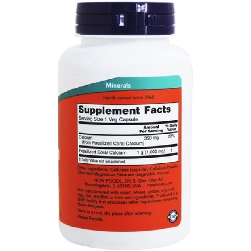 Coral Calcium 1000mg, 100 Veggie Caps - Now Foods