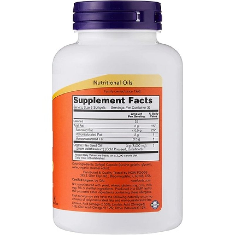 Now Foods NF Flax Oil 1000mg 100 Capsules