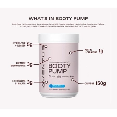 Aventus Booty Pump Preworkout Powder for Strength and Energy with Collagen