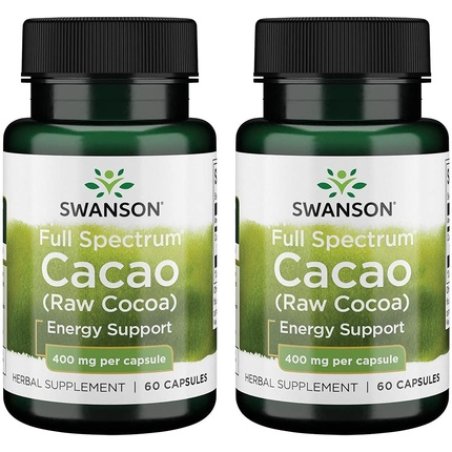 Swanson Full Spectrum Cacao Raw Cocoa 400 Milligrams 60 Capsules 2 Pack