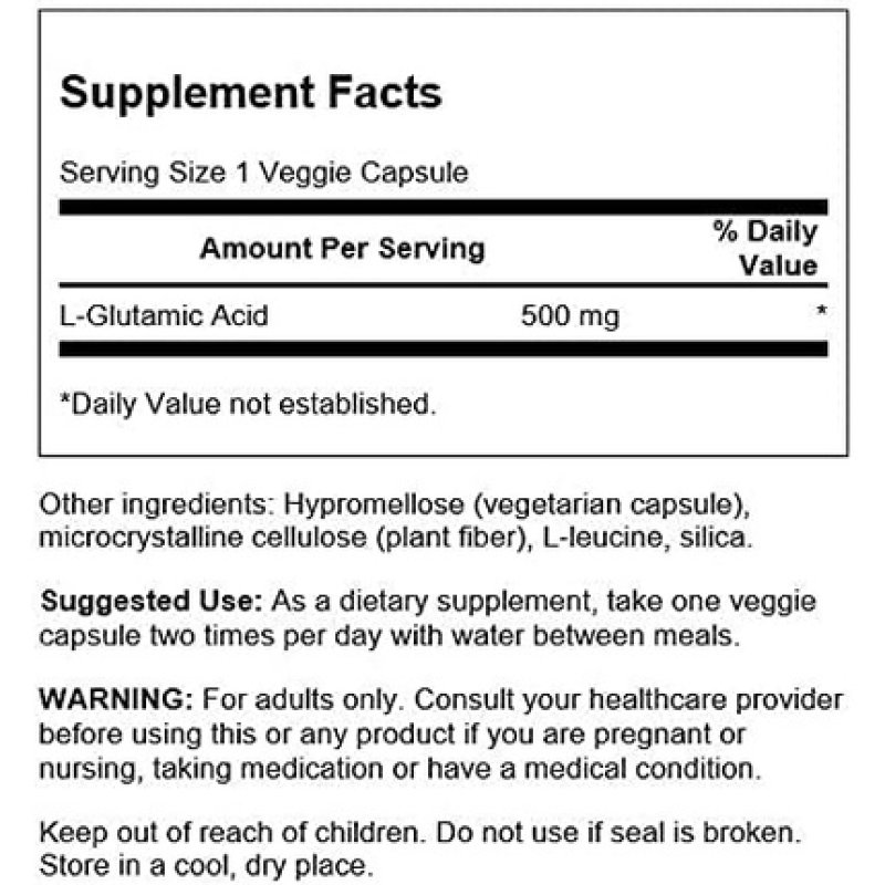 Swanson Glutamic Acid, 500mg - 60 Vcaps