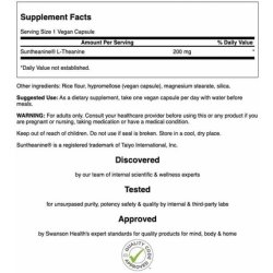 Swanson Amino Acid Double Potency Suntheanine L-Theanine 200mg 60 Veg Capsules