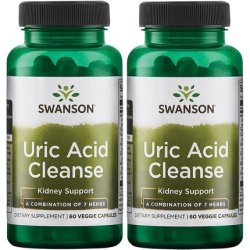 Swanson Uric Acid Cleanse Natural Supplement Promoting Kidney Support 60 Veggie Capsules - Pack of 2