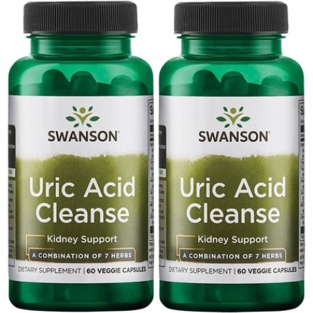 Swanson Uric Acid Cleanse Natural Supplement Promoting Kidney Support 60 Veggie Capsules - Pack of 2