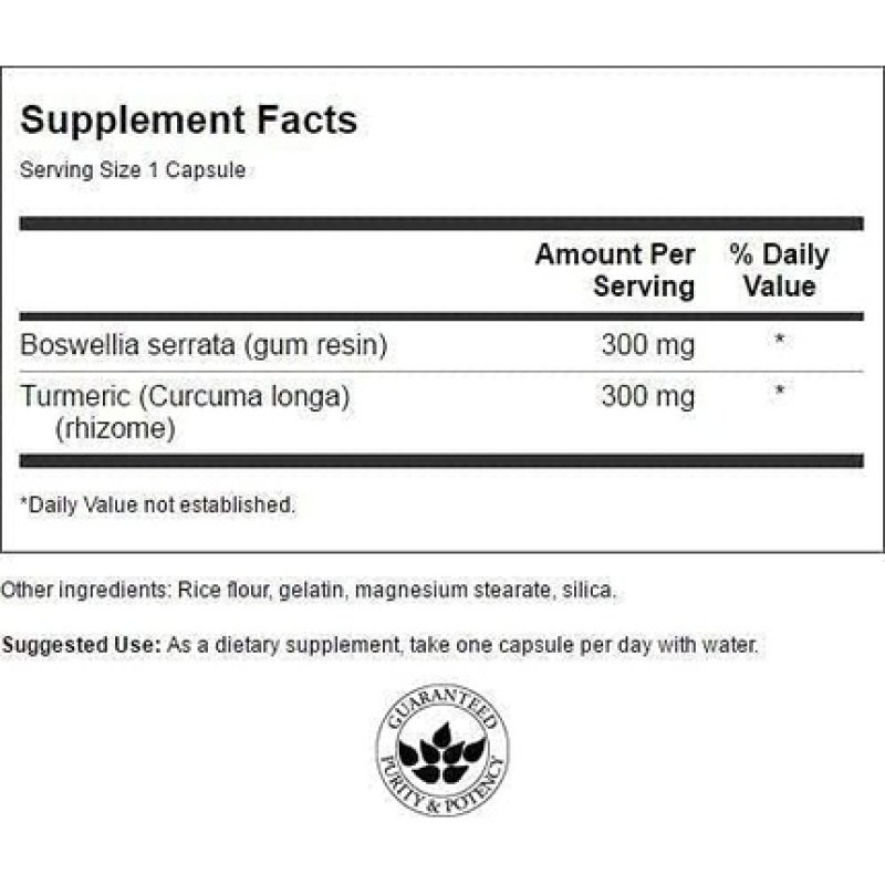 1x Swanson Full Spectrum Boswellia And Curcumin | 60 Capsules Per Can | Turmeric