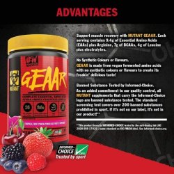 Mutant Gear EAA Powder with Arginine 9.4g, BCAAs 7g, Leucine 4g