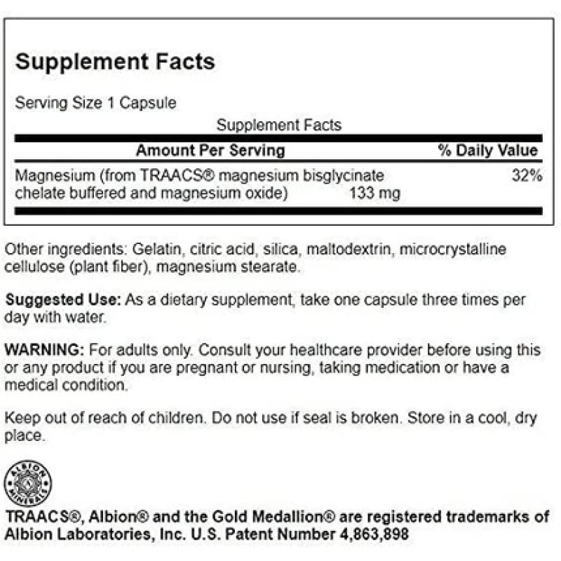 Albion Chelated Magnesium 133 Mg 90 Caps
