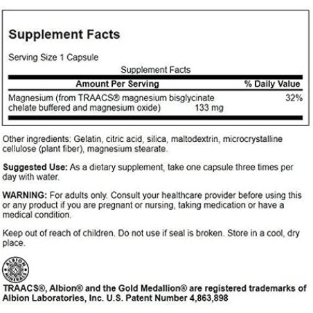 Albion Chelated Magnesium 133 Mg 90 Caps