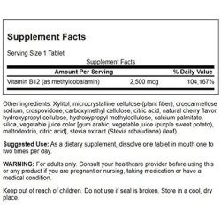 Swanson Vitamin B12 Methylcobalamin Natural Cherry Flavored 2,500mcg 60 Tablets