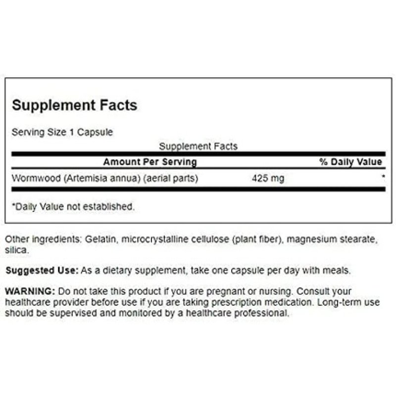 Swanson Sweet Wormwood Herbal Supplement with Artemisinin 90 Capsules 425mg