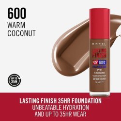 Rimmel Lasting Finish 35hr Foundation 600 Warm Coconut Full Coverage