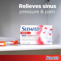 Sudafed Sinus Max Strength Capsules Relieves Sinus Pressure and Pain Symptoms of Blocked Nose Headache Fever Aches