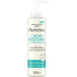 Aveeno Face Calm Restore Nourishing Oat Cleanser for Sensitive Skin with Calming Feverfew and Restoring Prebiotic Oat