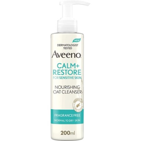 Aveeno Face Calm Restore Nourishing Oat Cleanser for Sensitive Skin with Calming Feverfew and Restoring Prebiotic Oat