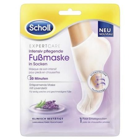Scholl EXPERTCARE Intensive Nourishing Foot Mask with Lavender Oil - Moisturizing Care - 1 Pair Disposable Socks Foot