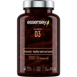 Essensey Vitamin D3 Dietary Supplement 2000 IU Immune System Support Bone Health