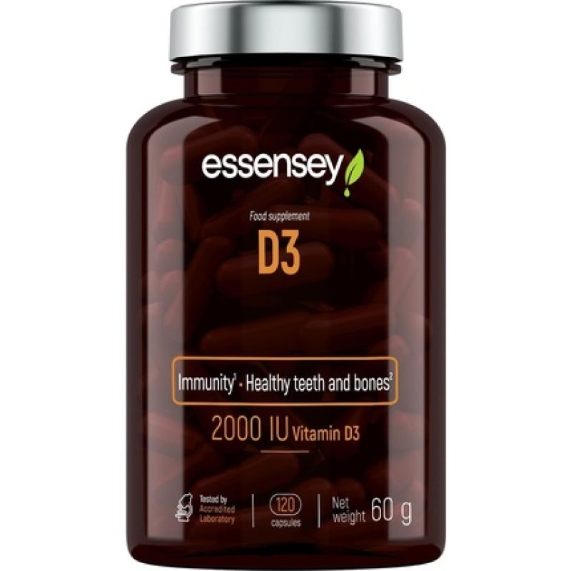 Essensey Vitamin D3 Dietary Supplement 2000 IU Immune System Support Bone Health
