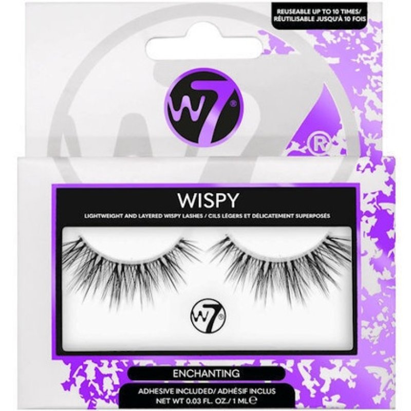 W7 Wispy Lashes Enchanting False Fake Eyelashes Long Full Glue Included Black