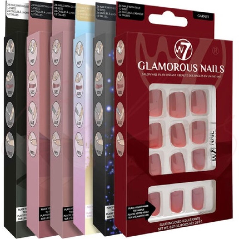 W7 Glamorous Salon Nails In An Instant with Glue - Choose Colour