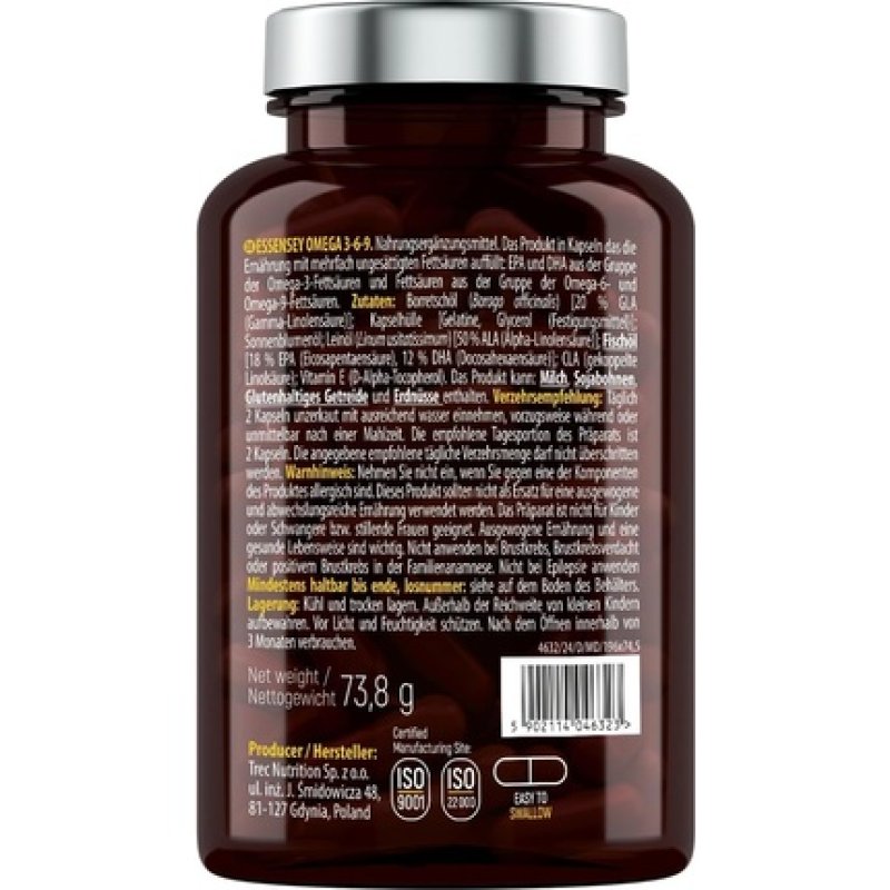 Essensey Omega 3 6 9 Complex High Strength Vegan Capsules 90 Count