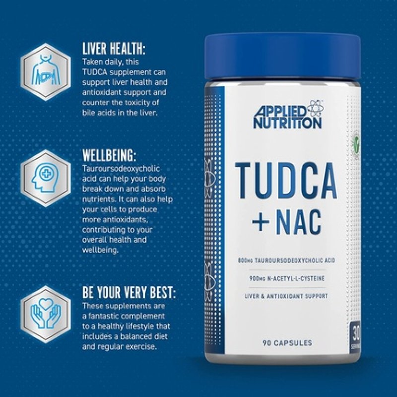 Applied Nutrition TUDCA NAC Liver & Antioxidant Support Supplement 90 Capsules 800mg - 30 Servings