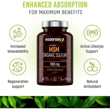 Essensey Organic MSM Sulfur Capsules Dietary Supplement for Active Lifestyle