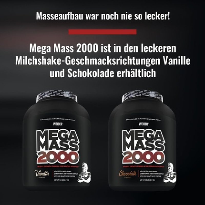 Weider Mega Mass 2000 Weight Gainer for Muscle Building - Delicious Mass Gainer Shake