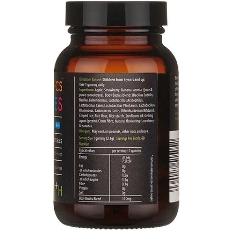 KIKI Health Body Biotics Gummies for Children 4 SBO Probiotics 60 Gummies - Made with Real Fruit
